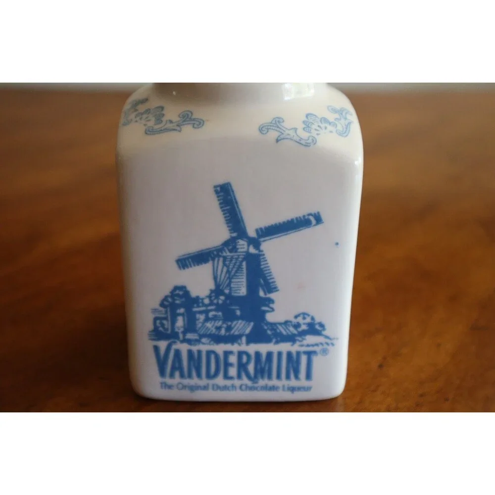 Vandermint Original Chocolate Liqueur Jar Lidded and Spoon Set Dutch Windmill